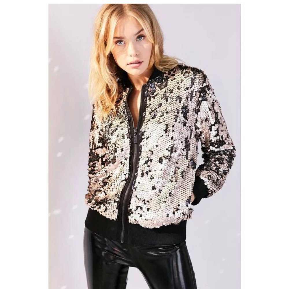 Silence + Noise sequin bomber jacket size small